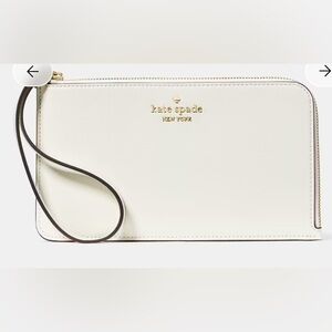 Kate Spade Lucy Crinkle Patent Medium L-Zip Wristlet Merinque NWT